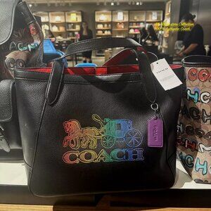 Coach Ombre Embossed Horse and Carriage Leather Tote Black Multi NWT Womens Auth